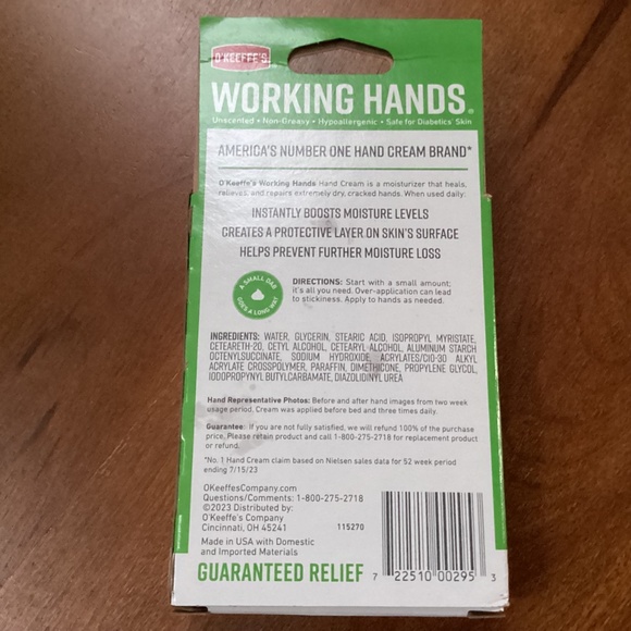 O’Keeffe’s Working Hands Cream Guaranteed Relief NEW 2 tubes - Picture 3 of 4